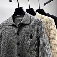 Casual Solid-Color Pocket Lapel Knit Sweater Coat