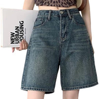 Casual Mid-Waist Straight-Cut Cropped Denim Womens Pants