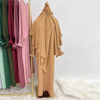 Dubai Turkey Solid Color Dress With Headscarf