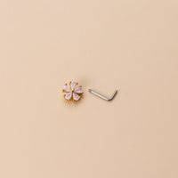 Geometric Colored Zircon Stainless Steel L-bar Nose Nail