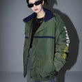 Women's Army Green Stand Collar Workwear Cotton Padded Jackets Retro Loose