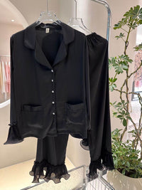 Fashion Ice Silk Pajamas Ruffled Women
