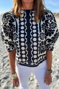 Round Neck Pullover Unique Design Floral Print Short Sleeve T-shirt