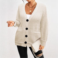 Fashion Loose Pockets Button Women's Cardigan Sweater