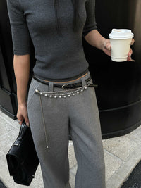Fashion Silver Pearl Alloy Waist Chain