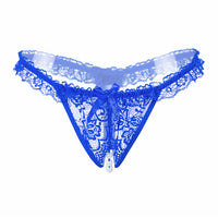 Thong Women's Pearl Massage Transparent Low Waist