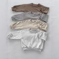 New Style Round-Neck Solid-Colored Terry-Fleece Sweatshirt For Little Kids