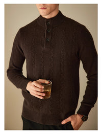 Men's Half-high Collar Button Sweater 24 Autumn And Winter New Thick Sweater