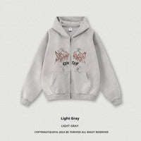 Gothic Style Zippered Hooded Sweatshirt Cardigan Jacket For Men