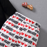 Letter Peach Heart Print Long Sleeve Suit