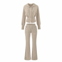 Adorned With Beaded Chains Flared Casual Trousers