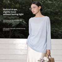 Tencel Sun-protective Tunic Loose Fit With Dropped Shoulders Casual And Slimming Slightly Sheer And Lightweight