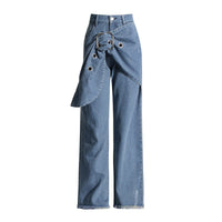 Casual Style Wide-leg Pants New Patchwork Belt