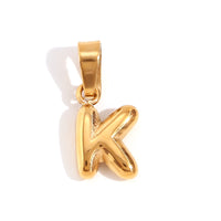 Minimalist Temperament Stainless Steel Plated 18K Gold Mini Bubble Letter Pendant