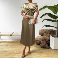 Womens New Amazon Solid-Colored Satin Dress