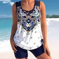 Skirt Style Belly Covered Boxer Pants Large Size Swimsuit