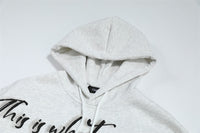Men's Winter Dark High Street Design Art Letter Print Loose Hooded Pullover