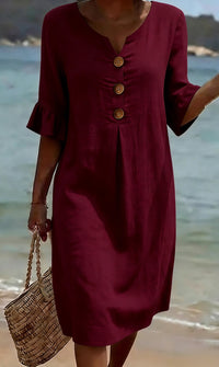 Summer Womens Solid Colored Cotton Dress