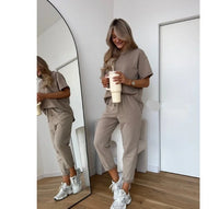 Solid-color Casual Sweatshirt Set For Women