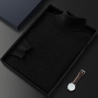Men's High Lapel Casual Knitted Solid Color Cashmere Sweater
