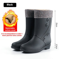 Women's Rain Boots Fleece-lined Fashion Mid-calf Waterproof