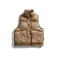 Solid Color Large Pocket Outdoor Work Clothes Down Vest Jacket