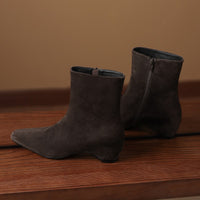 Womens Stylish Ankle Boots With Built-in Height Lift Side Zipper And Cozy Fleece Lining