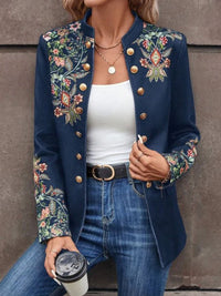 Elegant Embroidered Floral Blazer For Women