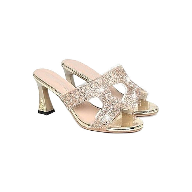 Rhinestone Women's Slippers High Heel