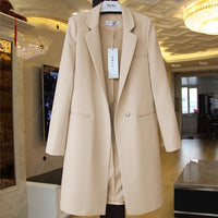 Mid-length Suit Spring Women's Long Sleeve Plus Size Nylon Slimming Versatile Straight Style