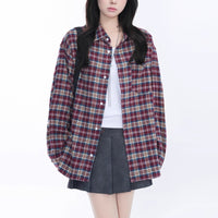 Retro Classic Red And Blue Plaid Long-sleeve Shirt