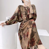 High-end Sleepwear Spring Autumn Round-neck Long Dress