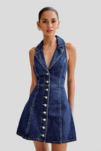 Summer Tea Dress With A Neck-strap For Women