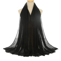 Pleated Viscose Yarn Monochrome Scarf Natural Wrinkled Cotton And Linen Burrs