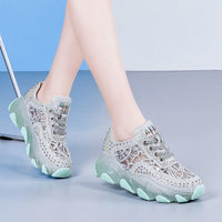 Women's Mesh Surface Hollowed Height Increasing Insole Breathable Sneakers