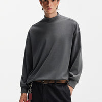 Double-sided Fleece Half Turtleneck Dralon Long-sleeved T-shirt For Autumn And Winter Warmth