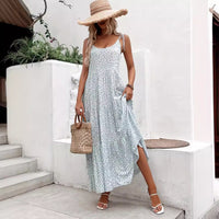 Small Floral Print Multi-Layer Flared Hem Short-Sleeve Slip Dress