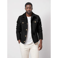 Mens Trendy Wool Coat With A Single-breasted, Solid-color Design