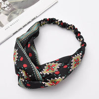 Fabric cross-knotted bow chiffon floral headband