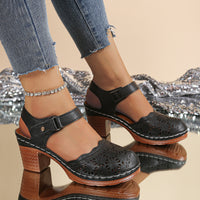 Women's Fashionable Hollow-out Chunky-heel Closed-toe Sandals