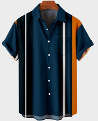 Digital Printing Feather Short Sleeve Lapel Loose Shirt