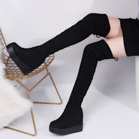 Suede Matte Slimming Stretch Over-the-knee Boots Lightweight Platform Women