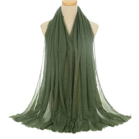 Pleated Viscose Yarn Monochrome Scarf Natural Wrinkled Cotton And Linen Burrs