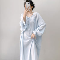 High-end Sleepwear Spring Autumn Round-neck Long Dress