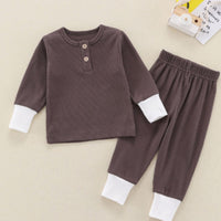 Baby Home Wear Cotton Sunken Stripe Two-piece Suit