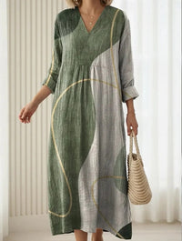 Plus-size V-neck Casual Long-sleeve Dress