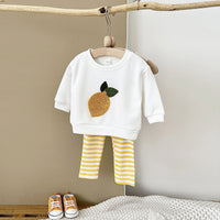 Newborn Fruit Embroidered Long Sleeve Knitted Trousers Two-piece Set