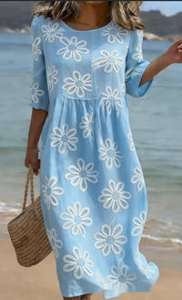 New Floral Art Print Casual Resort Dress