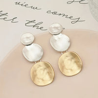Circular Patchwork Earrings Geometric Bold Fashionable And Minimalist