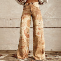 Plus-size Casual Versatile Wide-leg Pants For Women Faux Fabric